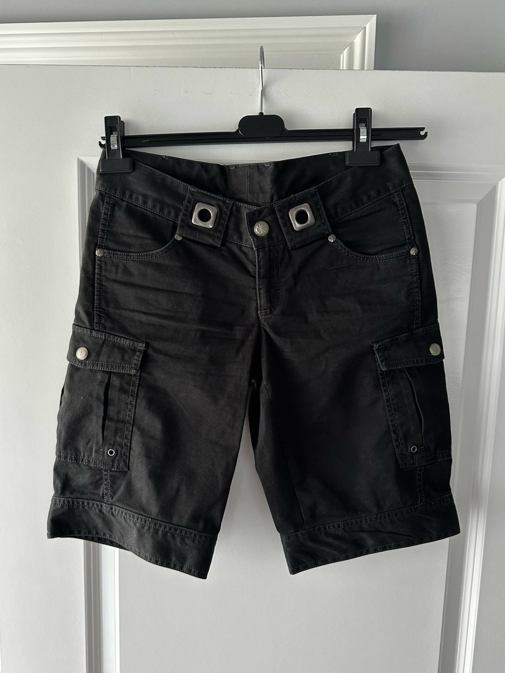 Athleta Black Cargo Bermuda Shorts with Utility Pockets